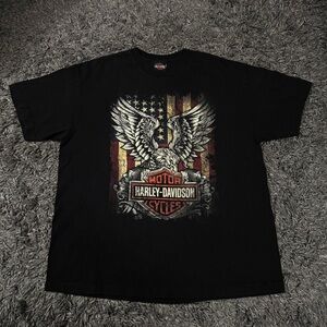 Harley-Davidson Wisconsin Eagle USA Flag  Tee